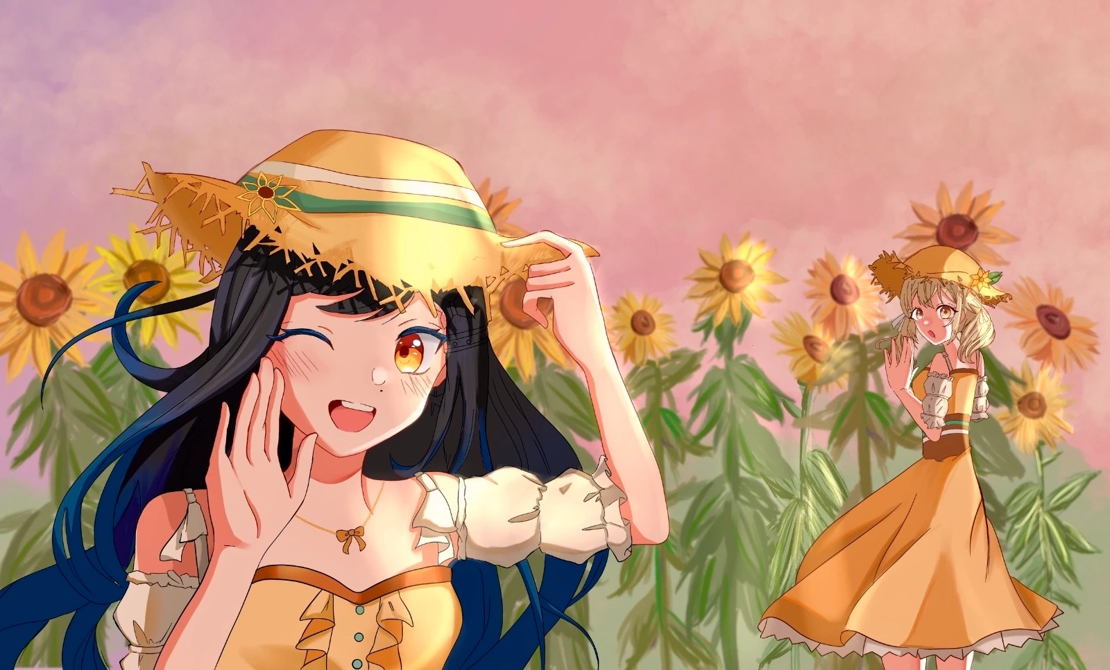 Student digital anime drawing with vibrant colours