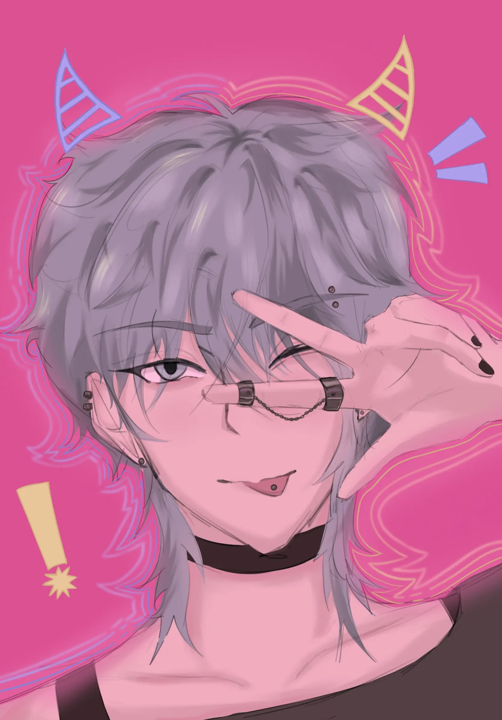 Digital anime portrait using Procreate by student artist